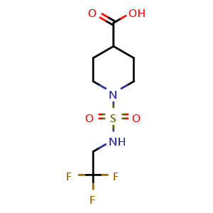 Chemical structure of 1-(N-(2,2,2-trifluoroethyl)sulfamoyl)piperidine-4-carboxylic acid , CAS 1183142-42-8, AChemBlock L20553