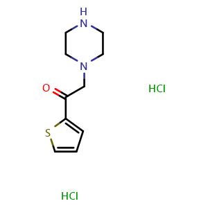 Chemical structure of 2-piperazin-1-yl-1-(2-thienyl)ethanone dihydrochloride , CAS 1351612-93-5, AChemBlock L20557