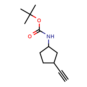 Chemical structure of tert-butyl (3-ethynylcyclopentyl)carbamate , CAS 1823497-00-2, AChemBlock L20565