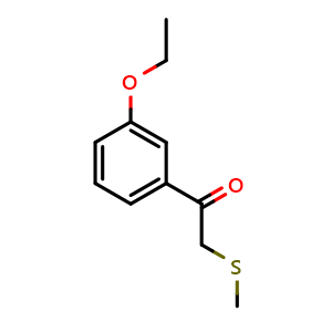 Chemical structure of 1-(3-ethoxyphenyl)-2-(methylsulfanyl)ethan-1-one , CAS 1516367-48-8, AChemBlock L20578