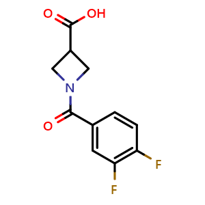 Chemical structure of 1-(3,4-difluorobenzoyl)azetidine-3-carboxylic acid , CAS 1350989-23-9, AChemBlock L20582