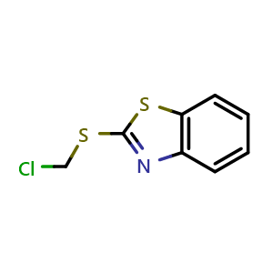 Chemical structure of 2-[(chloromethyl)sulfanyl]-1,3-benzothiazole , CAS 28908-00-1, AChemBlock L20649