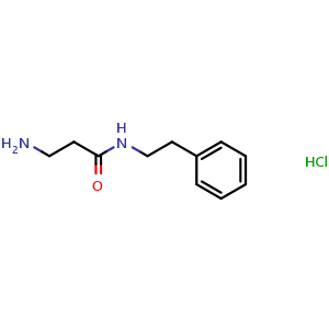 Chemical structure of 3-amino-N-phenethylpropanamide hydrochloride , CAS 1245569-49-6, AChemBlock L20663