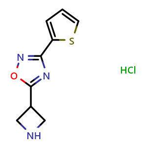 Chemical structure of 5-azetidin-3-yl-3-(2-thienyl)-1,2,4-oxadiazole hydrochloride , CAS 1286708-63-1, AChemBlock L20674