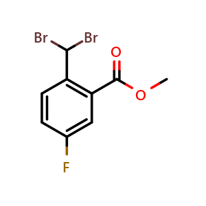 Chemical structure of methyl 2-(dibromomethyl)-5-fluorobenzoate , CAS 1283108-15-5, AChemBlock L20678
