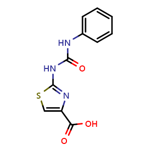 Chemical structure of 2-[(Anilinocarbonyl)amino]-1,3-thiazole-4-carboxylic acid , CAS 941869-61-0, AChemBlock L20682