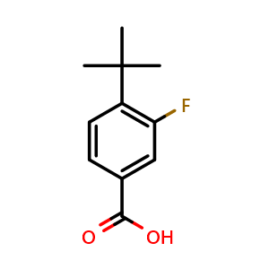 Chemical structure of 4-(tert-butyl)-3-fluorobenzoic acid , CAS 1228155-69-8, AChemBlock L20684
