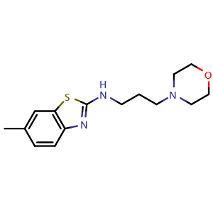Chemical structure of 6-methyl-N-(3-morpholin-4-ylpropyl)-1,3-benzothiazol-2-amine , CAS 1105188-63-3, AChemBlock L20690