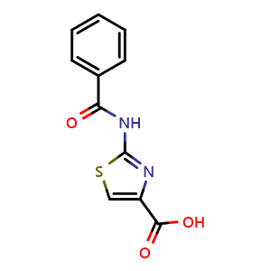 Chemical structure of 2-(benzoylamino)-1,3-thiazole-4-carboxylic acid , CAS 1022011-51-3, AChemBlock L20691