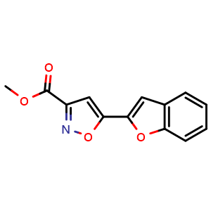 Chemical structure of methyl 5-(1-benzofuran-2-yl)isoxazole-3-carboxylate , CAS 1105191-59-0, AChemBlock L20701