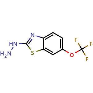 Chemical structure of 2-hydrazino-6-(trifluoromethoxy)-1,3-benzothiazole , CAS 133840-98-9, AChemBlock L20717