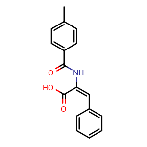 Chemical structure of (2E)-2-[(4-methylbenzoyl)amino]-3-phenylacrylic acid , CAS 109448-26-2, AChemBlock L20747