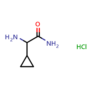 Chemical structure of 2-amino-2-cyclopropylacetamide hydrochloride , CAS 1949815-70-6, AChemBlock L20769
