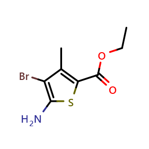 Chemical structure of Ethyl 5-amino-4-bromo-3-methylthiophene-2-carboxylate , CAS 851443-15-7, AChemBlock L20793