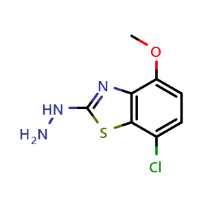 Chemical structure of 7-Chloro-2-hydrazino-4-methoxy-1,3-benzothiazole , CAS 941867-67-0, AChemBlock L20815