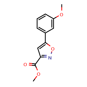 Chemical structure of methyl 5-(3-methoxyphenyl)isoxazole-3-carboxylate , CAS 517870-19-8, AChemBlock L20838