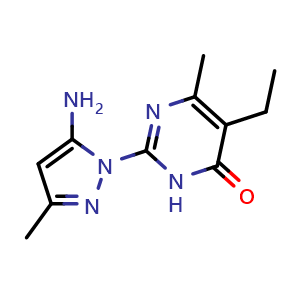 2-(5-amino-3-methyl-1H-pyrazol-1-yl)-5-ethyl-6-methylpyrimidin-4(3H)-one