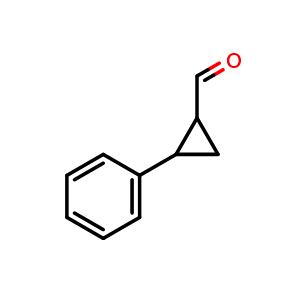 Chemical structure of 2-phenylcyclopropane-1-carbaldehyde , CAS 67074-44-6, AChemBlock L20873