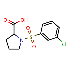Chemical structure of ((3-chlorophenyl)sulfonyl)proline , CAS 1164136-21-3, AChemBlock L20880