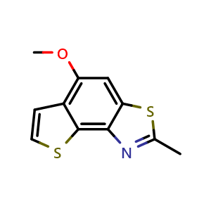 Chemical structure of 5-methoxy-2-methylthieno[2,3-e][1,3]benzothiazole , CAS 313953-19-4, AChemBlock L20907