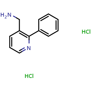 Chemical structure of (2-phenylpyridin-3-yl)methanamine dihydrochloride , CAS 1505459-34-6, AChemBlock L20908