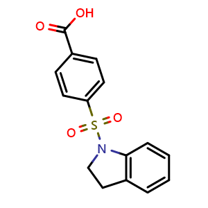 Chemical structure of 4-(2,3-Dihydro-1H-indol-1-ylsulfonyl)benzoic acid , CAS 485769-38-8, AChemBlock L20953