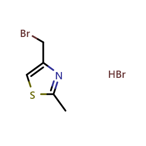 Chemical structure of 4-(bromomethyl)-2-methyl-1,3-thiazole hydrobromide , CAS 725738-57-8, AChemBlock L20988
