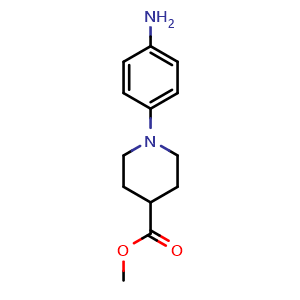 Chemical structure of methyl 1-(4-aminophenyl)piperidine-4-carboxylate , CAS 471938-27-9, AChemBlock L21020