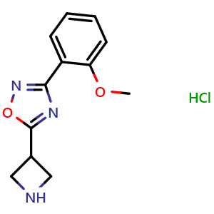 Chemical structure of 5-azetidin-3-yl-3-(2-methoxyphenyl)-1,2,4-oxadiazole hydrochloride , CAS 1426291-17-9, AChemBlock L21025