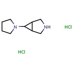 Chemical structure of 6-(pyrrolidin-1-yl)-3-azabicyclo[3.1.0]hexane dihydrochloride , CAS 1949836-63-8, AChemBlock L21037