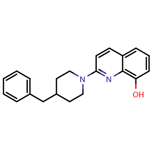 Chemical structure of 2-(4-Benzylpiperidin-1-yl)quinolin-8-ol , CAS 941868-41-3, AChemBlock L21039