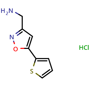 Chemical structure of {[5-(2-Thienyl)isoxazol-3-yl]methyl}amine hydrochloride , CAS 852180-45-1, AChemBlock L21062