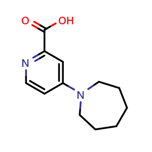 Chemical structure of 4-azepan-1-ylpyridine-2-carboxylic acid , CAS 1094408-73-7, AChemBlock L21084