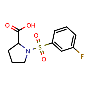 Chemical structure of ((3-fluorophenyl)sulfonyl)proline , CAS 1101743-81-0, AChemBlock L21091