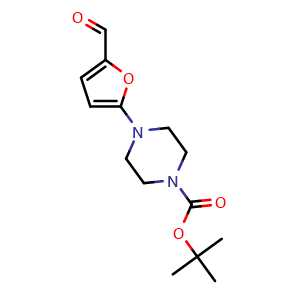 Chemical structure of tert-butyl 4-(5-formylfuran-2-yl)piperazine-1-carboxylate , CAS 1219911-62-2, AChemBlock L21131