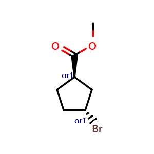 Chemical structure of Methyl (1S,3S)-rel-3-bromocyclopentane-1-carboxylate , CAS 2055840-88-3, AChemBlock L21293