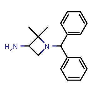 Chemical structure of 1-(Diphenylmethyl)-2,2-dimethylazetidin-3-amine , CAS 133891-73-3, AChemBlock L21309