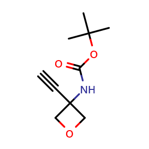 Chemical structure of tert-Butyl N-(3-ethynyloxetan-3-yl)carbamate , CAS 1678527-98-4, AChemBlock L21314