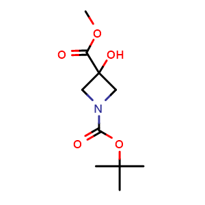 Chemical structure of 1-tert-Butyl 3-methyl 3-hydroxyazetidine-1,3-dicarboxylate , CAS 1884303-05-2, AChemBlock L21316