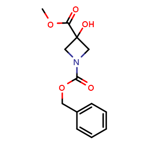 Chemical structure of 1-Benzyl 3-methyl 3-hydroxyazetidine-1,3-dicarboxylate , CAS 1884493-20-2, AChemBlock L21317
