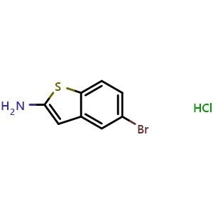 Chemical structure of 5-Bromo-1-benzothiophen-2-amine hydrochloride , CAS 2055841-97-7, AChemBlock L21320
