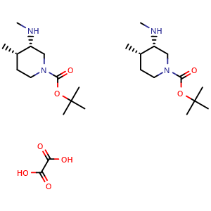 Chemical structure of tert-Butyl (3S,4S)-4-methyl-3-(methylamino)piperidine-1-carboxylate hemioxalate , CAS 1946010-91-8, AChemBlock L21327