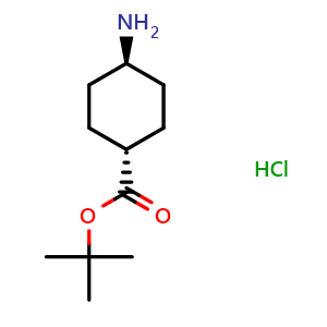 Chemical structure of tert-Butyl trans-4-aminocyclohexane-1-carboxylate hydrochloride , CAS 1956389-81-3, AChemBlock L21328