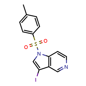 Chemical structure of 3-Iodo-1-(4-methylbenzenesulfonyl)-1H-pyrrolo[3,2-c]pyridine , CAS 882562-73-4, AChemBlock L21333
