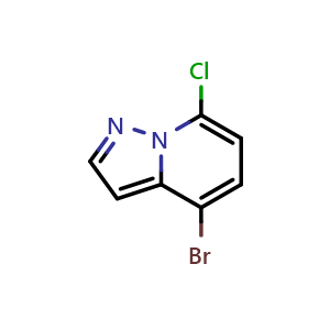 Chemical structure of 4-Bromo-7-chloropyrazolo[1,5-a]pyridine , CAS 1427419-42-8, AChemBlock L21337