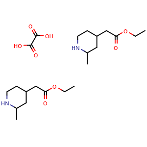 Chemical structure of Oxalic acid bis(ethyl 2-(2-methylpiperidin-4-yl)acetate) , CAS 1810070-27-9, AChemBlock L21358