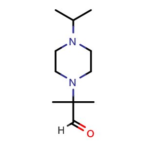 Chemical structure of 2-Methyl-2-[4-(propan-2-yl)piperazin-1-yl]propanal , CAS 1788041-45-1, AChemBlock L21385