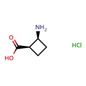 Chemical structure of cis-2-Aminocyclobutane-1-carboxylic acid hydrochloride , CAS 551936-38-0, AChemBlock L21391