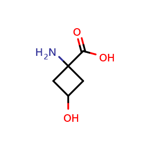 Chemical structure of 1-Amino-3-hydroxycyclobutane-1-carboxylic acid , CAS 1246809-40-4, AChemBlock L21397