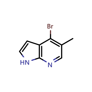 Chemical structure of 4-Bromo-5-methyl-1H-pyrrolo[2,3-b]pyridine , CAS 1638761-16-6, AChemBlock L21442
